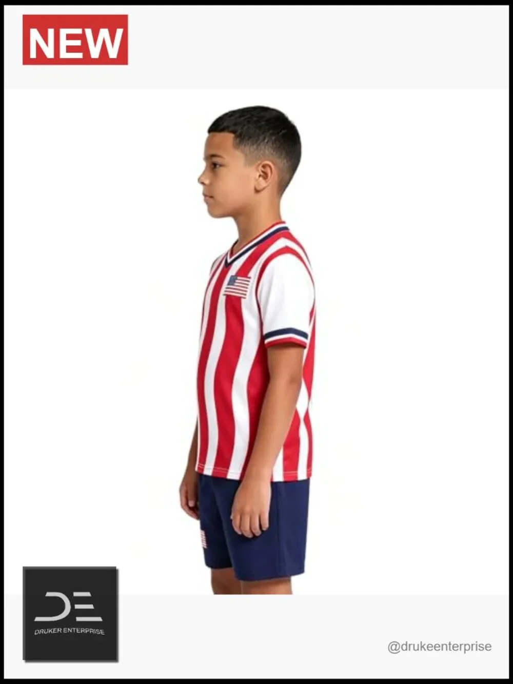 Kids USA Flag Soccer Jersey & Shorts Uniform Set